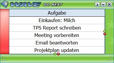 Bildschirmfoto DoNext Listen mit nur einer Spalte 